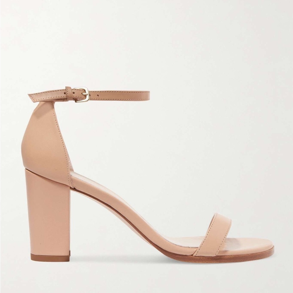Stuart Weitzman / Nearlynude sandal heel leather nude block 11.5
